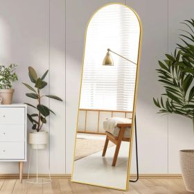 Floor Standing Mirror, Wall Mirror With Stand Aluminum Alloy Thin Frame,21'X64' (Option: Goldarched64IN)